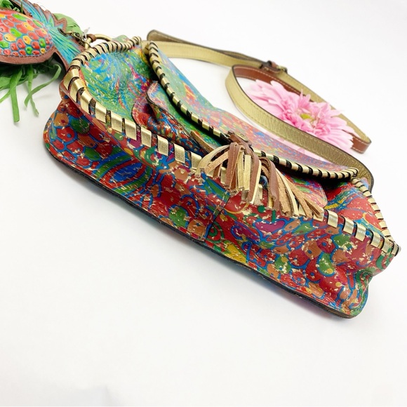 Patricia Nash Beaumont Leather Crossbody Bag Tropicana Summer Festival Tropical - Picture 5 of 16